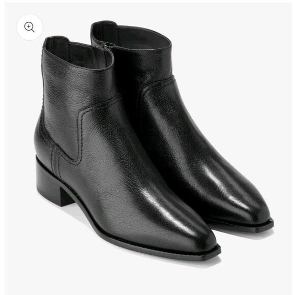 NWOB Cole Haan Naia Pointed Toe Block Heel Booties Ankle Boots Women's Black - Picture 1 of 9